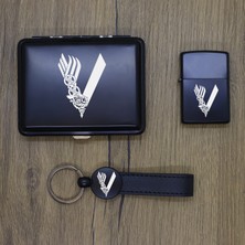 Ada Lazer Kişiye Özel Vikings Metal Tabaka, Zippo Çakmak ve Anahtarlık Seti