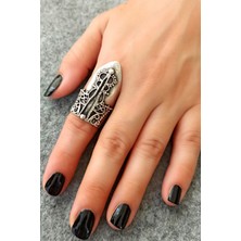 Fildişi Aksesuar Antik Gümüş Kaplama Kral Tacı Şekilli El Yapımı Ayarlanabilir Yüzük