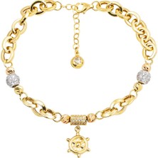 Bilezikci Gemi Dümeni Halkalı Altın Bileklik