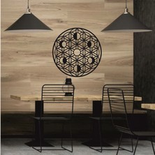 karakoç eğitim araçları Ahşap Ay Evreleri ve Yaşam Çiçeği Duvar Süsü Ay Döngüsü Kutsal Geometri Tablo Metal Değildir