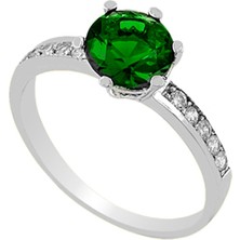 Osmanlı Gümüş Celena Zümrüt Taşlı Kadın Gümüş Yüzük