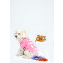 Ponchic Baskılı Köpek Kedi Sweatshirt Pembe L