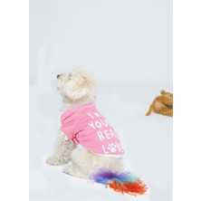 Ponchic Baskılı Köpek Kedi Sweatshirt Pembe L