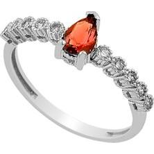 Osmanlı Gümüş Leyan Yakut Taşlı Kadın Gümüş Yüzük