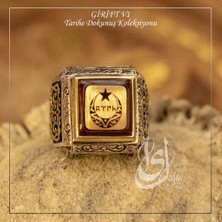 Osmanlı Gümüş Islam Usta Tasarımı Türk Yazılı Hilal Ay Girift Model 1 Gümüş Erkek Yüzük