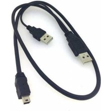 Platoon 60 cm USB 2.0 Tip A Kablo Erkek Mini 5 Pin Y Kablo Mini USB Çatal