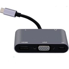 Airsky Type-C  5in1  Usb-C 4K HDMI VGA  Audio USB Pd Çevirici Adaptör