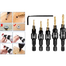 Elaccent F Fityle 5 Adet / Takım Havşa Matkap Uçları 1/4 '' Hex Shank Ağaç Işleme Sayaç Vida Delik Tarzı 2 (Yurt Dışından)