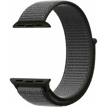 Dlrcase Apple Watch Uyumlu 1 2 3 4 5 38MM Kordon Kumaş Cırtcırtlı Kordon Koyu Yeşil