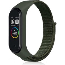 Dlrcase Xiaomi Mi Band 3 Kordon Kumaş Cırtcırt Kordon Velcro Koyu Yeşil