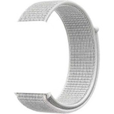 Dlrcase Apple Watch Uyumlu 44MM Kılıf Kumaş Cırtcırt Kordon Velcro Beyaz