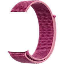 Dlrcase Apple Watch Uyumlu 44MM Kılıf Kumaş Cırtcırt Kordon Velcro Pembe Koyu