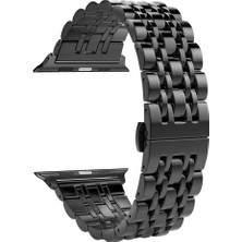 Dlrcase Apple Watch Uyumlu 3 4 5 38MM Kordon Çift Renk Metal Kordon Çıtçıtlı KRD14 Siyah