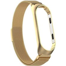 Dlrcase Xiaomi Mi Band 6 Kordon Hasır Metal Kordon Mıknatıslı Gold