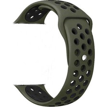 Dlrcase Apple Watch Uyumlu 6 40MM Kordon Delikli Çift Renk Silikon Koyu Yeşil