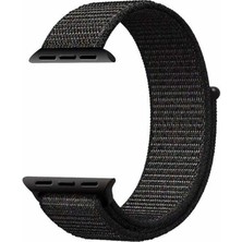 Dlrcase Apple Watch Uyumlu 6 44 mm Kordon Kumaş Cırtcırtlı Kordon Siyah