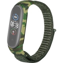Dlrcase Xiaomi Mi Band 6 Kordon Cırtcırt Kumaş Kamuflaj Desenli Koyu Yeşil