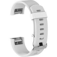 Dlrcase Huawei Fitbit Charge 2 Kordon Silikon Kançalı Benekli Beyaz