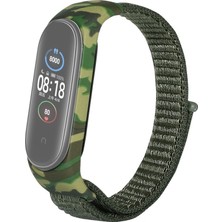Dlrcase Xiaomi Mi Band 3 4 Kılıf Kumaş Cırtcırt Kamuflaj Desenli Koyu Yeşil