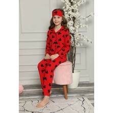 Pijama Moda Kız Çocuk Kırmızı Mickey Desenli Pijama Takımı