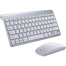 Homyl Mini Kablosuz Klavye Mouse Set Su Geçirmez 2.4g Mac Pc Dizüstü Gümüş Için