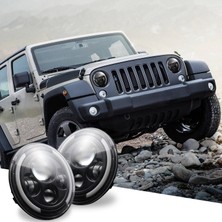 Homyl 200W Jeep Wrangler LJ için Yuvarlak Far - Siyah (Yurt Dışından)