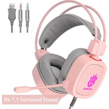 Homyl S100 Gaming Headset 7.1 Kanal 3.5mm / USB Kablolu Kulaklık Rgb Işık 50MM Sürücü Oyunu Kulaklık Gürültü Laptop Gamer Pc Için Iptal - Pembe 3.5mm (Yurt Dışından)