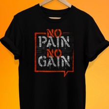 Remonz No Pain No Gain Baskılı %100 Pamuk Oversize T-Shirt Büyük Beden Tişört