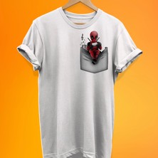 Remonz Deadpool Cep Baskılı %100 Pamuk Oversize T-Shirt Büyük Beden Tişört