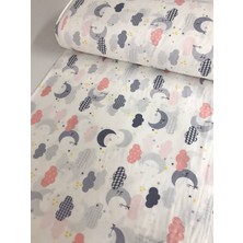 Pamuklu Bebek ve Çocuk Lastikli Çarşaf Gri Tatlı Bulutlar 120X200