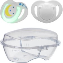 Mamajoo Sterilizasyon & Saklama Kutulu Silikon Ortodontik Ikili Emzik Gece - Gündüz / 12 Ay +