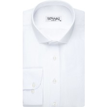 Süvari Slim Fit Armür Desenli Beyaz Erkek Gömlek