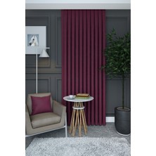 Evdepo Home Koyu Mürdüm Düz Renk Pileli Petek Dokulu Fon Perde, 1/3 Sık  Pile, Tek Kanat 50 x 250 cm