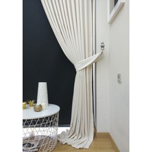 Evdepo Home Beyaz Düz Renk Pileli Petek Dokulu Fon Perde, 1/2 Seyrek  Pile, Tek Kanat 50 x 270 cm