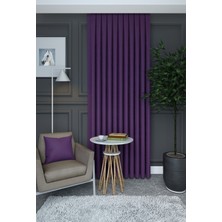 Evdepo Home Mor Düz Renk Pileli Petek Dokulu Fon Perde, 1/2 Seyrek  Pile, Tek Kanat 50 x 240 cm
