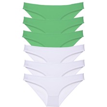 Royaleks 6 Adet Süper Eko Set Likralı Kadın Slip Külot Yeşil Beyaz