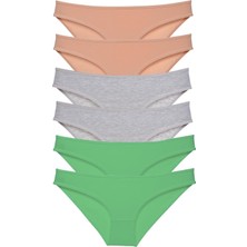 Royaleks 6 Adet Süper Eko Set Likralı Kadın Slip Külot Ten Gri Yeşil