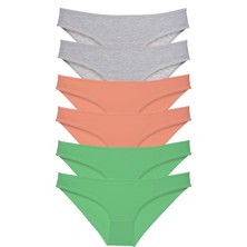 Royaleks 6 Adet Süper Eko Set Likralı Kadın Slip Külot Gri Pudra Yeşil