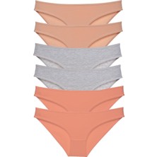 Royaleks 6 Adet Süper Eko Set Likralı Kadın Slip Külot Ten Gri Pudra