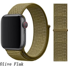 Gate Desenli Apple Watch 1 2 3 Için 42MM Nike Loop Model Kayış Cırtlı Olive Flak Efsane Renk