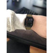 Gate Desenli Apple Watch 1 2 3 Için 42MM Nike Loop Model Kayış Cırtlı Olive Flak Efsane Renk