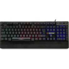 Rampage KB-R66 USB Gökkuşağı Aydınlatmalı Bileklik Destekli Kablolu Oyuncu Klavye + 70X30 Mouse Pad