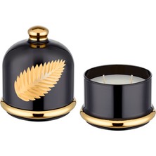 Decorium  Decorium Ars 1079 Abv Kapaklı Mumluk Dark Leaf Altın Ab