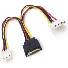 Sata 15 Pin Erkek To Molex 4 Pin Dişi Y Power Kablo Sata 15 Pin Erkek Power To 2x Molex 4 Pin Dişi Y Power Kablo