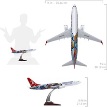 Zekupp 1:100 Boeing 737-800 Thy Lisanslı Model Uçak, Thy Uçak Maketi, Uçmayı Sevenler Için Dekoratif Kaideli Ürün, Koleksiyonerler Için Uçak