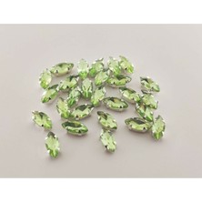 Yiğit Aksesuar 7X15(1.5 Cm) Mekik Kasalı Dikme Cam Taş 20 Adet Açık Yeşil