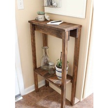 Hmg Dekor Doğal Çam Ağacı Ahşap Masif Ağaç Eskitme 2 Katlı Dresuar Masa