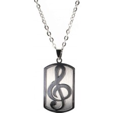 Osmanlı Gümüş  Sol Anahtarı Çelik Erkek Kolye Zincir