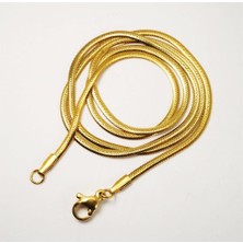 Osmanlı Gümüş Altın Rengi Snake Kolye Çelik Erkek Kolye Zincir Ince Model