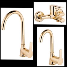 Emir Altın Mutfak Lavabo Banyo Set, 3 Parça